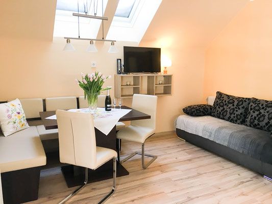 Wohnzimmer der Ferienwohnung Lange