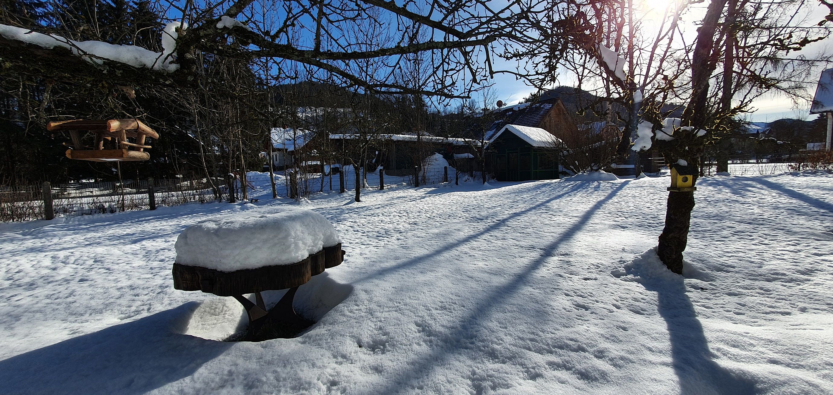 der weitläufige Garten im Winter