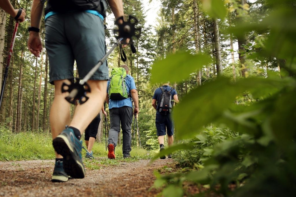 Wanderer mit Wanderstöcke