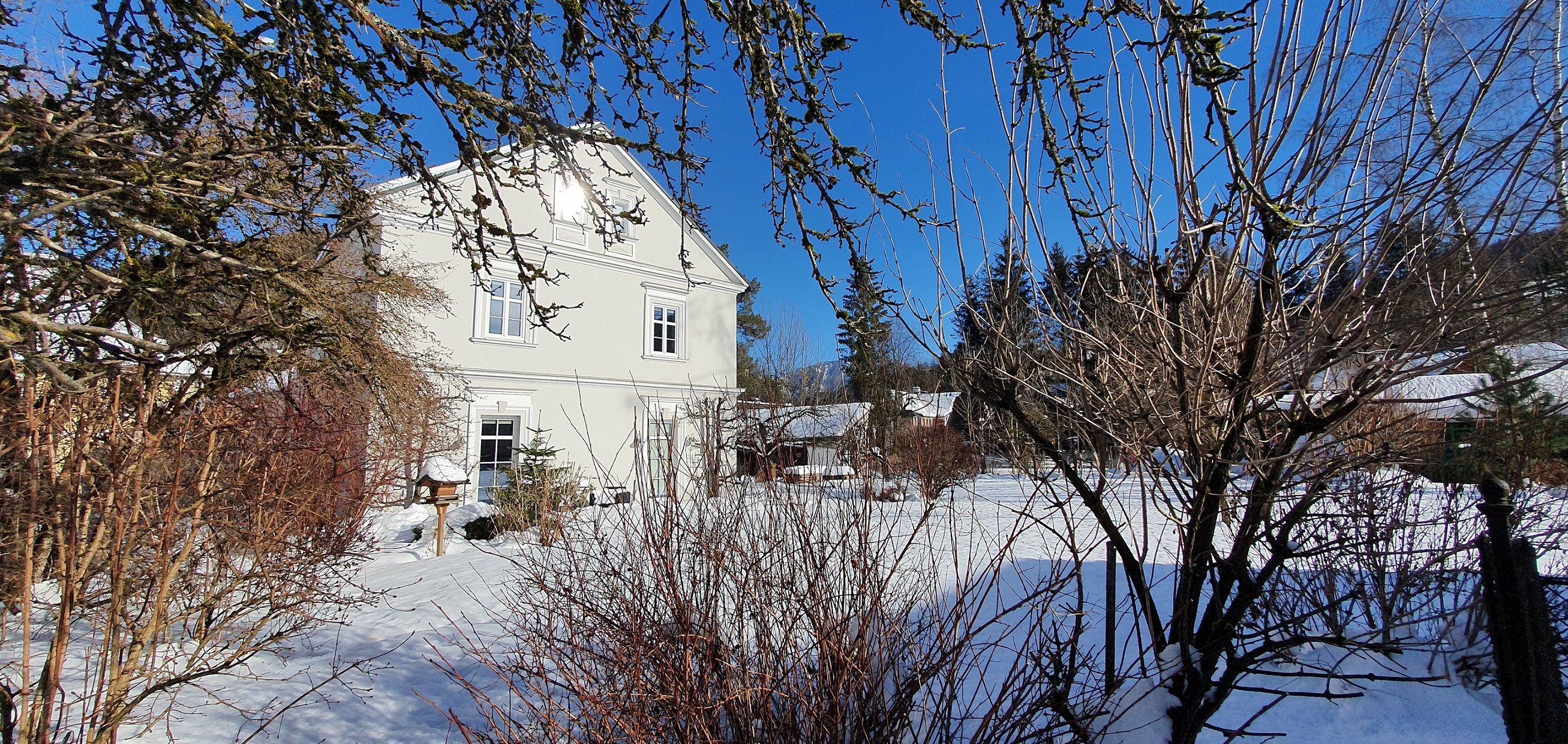 der weitläufige Garten im Winter
